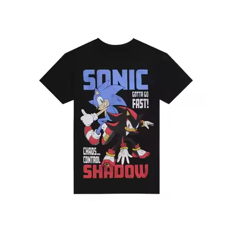 New Arrival Sonic Shadow Duo Slogan Short Sleeved Round Neck Y2k Tshirt Men Clothing New in Top &amp; Tees Mens T-Shirt 71016