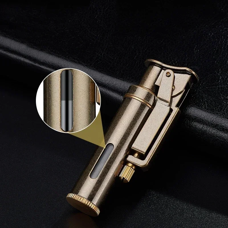 New Retro Pure Copper Kerosene Windproof Lighter Creative Grinding Wheel One Key Ignition Lighter Vintage Lighters Gifts