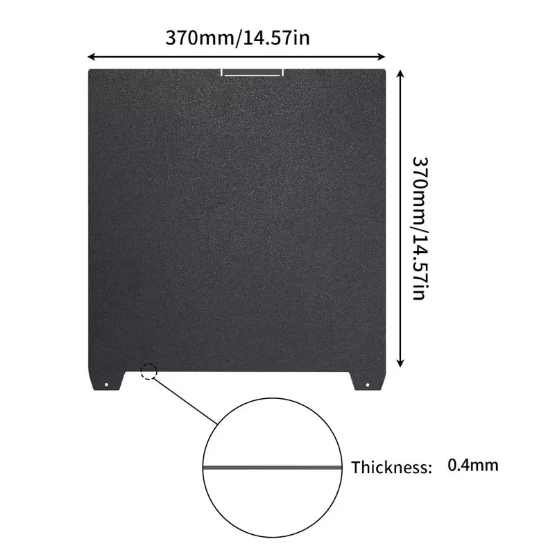 ENERGETIC 370x370mm Double Sided Black Textured PEI Build Plate Spring Steel Sheet fit for Creality K2 Plus 3D Printer