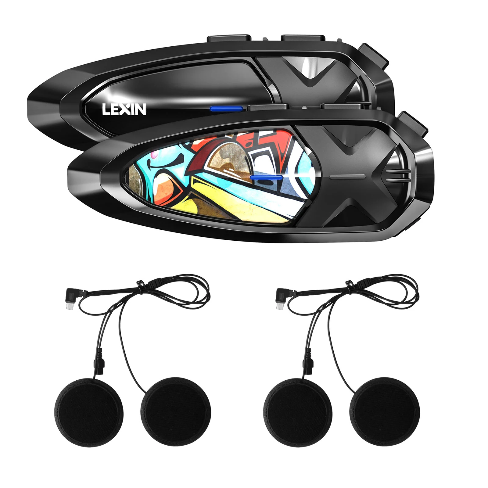 

LEXIN-GTX Motorcycle Intercom Bluetooth Approved Helmet Headset Talk& Listen to Music At One Time One Button Pairing