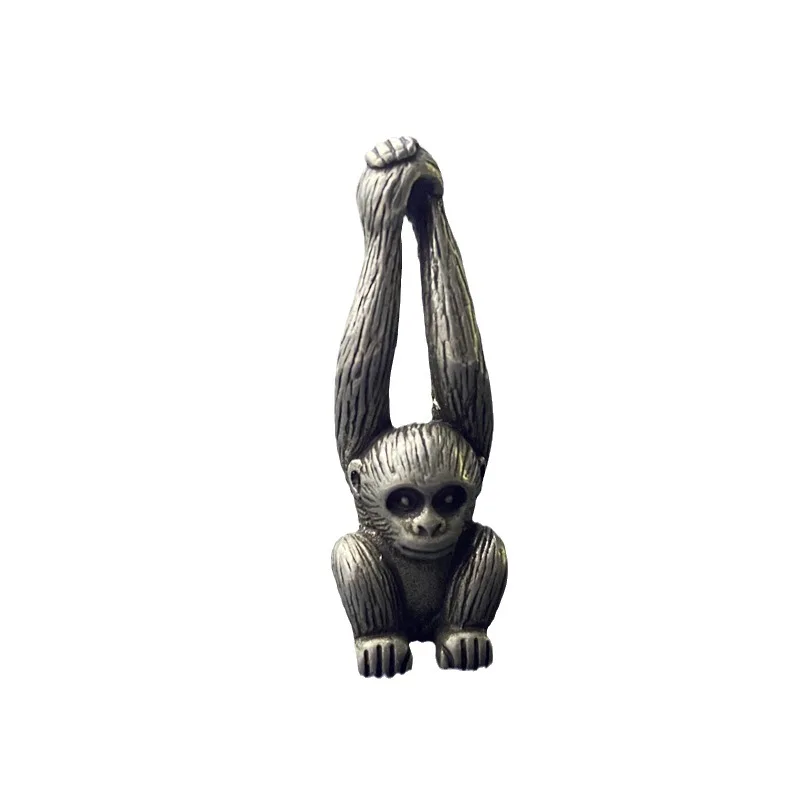 White Copper Gibbon Pendant Zodiac Monkey Monkey Pendant Hand Pieces Antique Keychain Pendant Mini Copper Monkey image 5