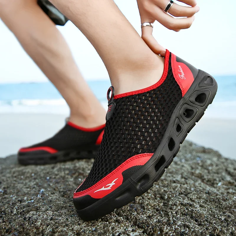 2024 męskie buty do wody odkryte oddychające buty na plażę lekkie szybkoschnące buty do brodzenia sportowe wodne trampki kempingowe