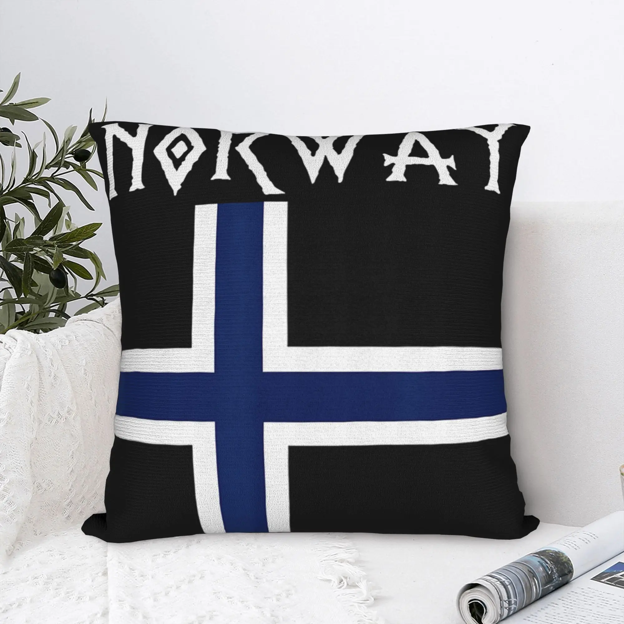 Norway with Norwegian Flag Colors Pillow Cover  Square Cushion Cover Vintage Pillow Case For Sofa Home Decor