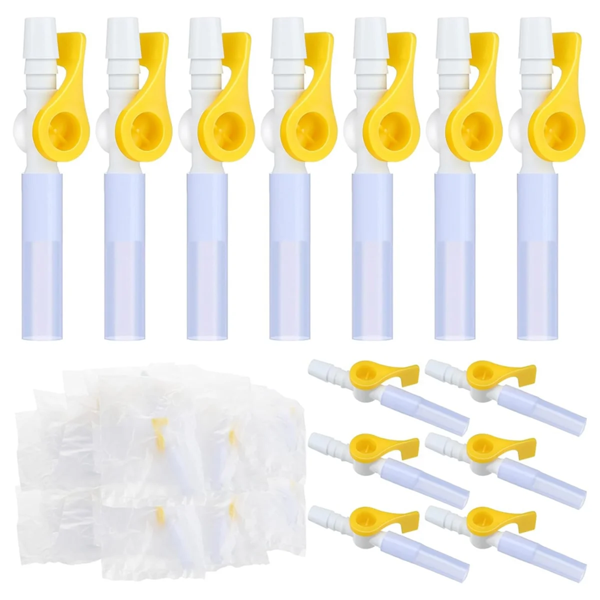 

15 Pack Catheter Valve Individually Package Urine Drainage Catheter Bag Valves with Smooth Edges and Silicone Tubing