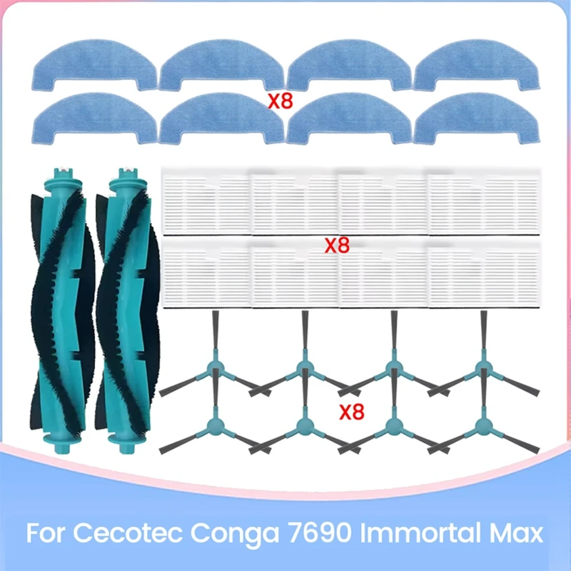 26 قطعة فرشاة جانبية فرشاة رئيسية فلتر HEPA ممسحة قماش لقطع غيار المكنسة الكهربائية الخالدة 7690-A69M