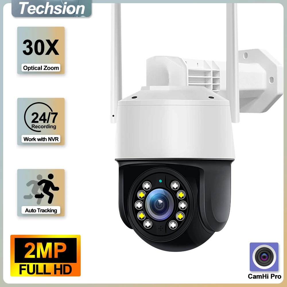 

2MP IP Camera Wifi 1080P HD Outdoor 30X Zoom Camera Ai Human Detect 8 Points Cruise Full Color Night Vision Security CCTV CamHi