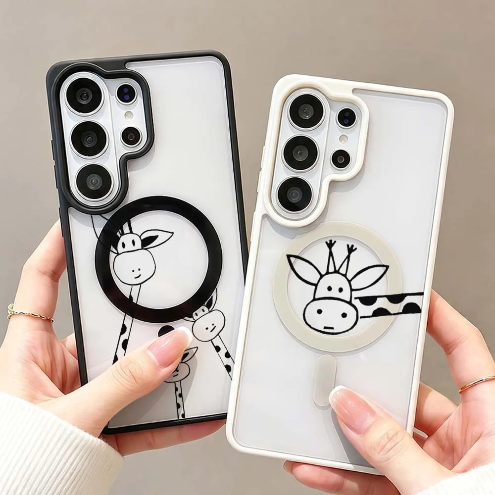 Design Giraffe Pattern Phone Case For Samsung Galaxy S26 S25 S24 S23 FE Plus Ultra Wireless Charge Magnetic Magsafe Cover