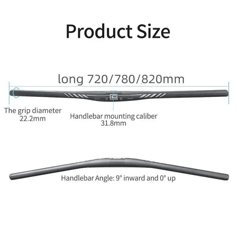 Carbon Mountain Bicycle Handlebar Matte Flat MTB Handlebar Bike Accessory Part 31.8mm *680/720/760/780 9 Degree