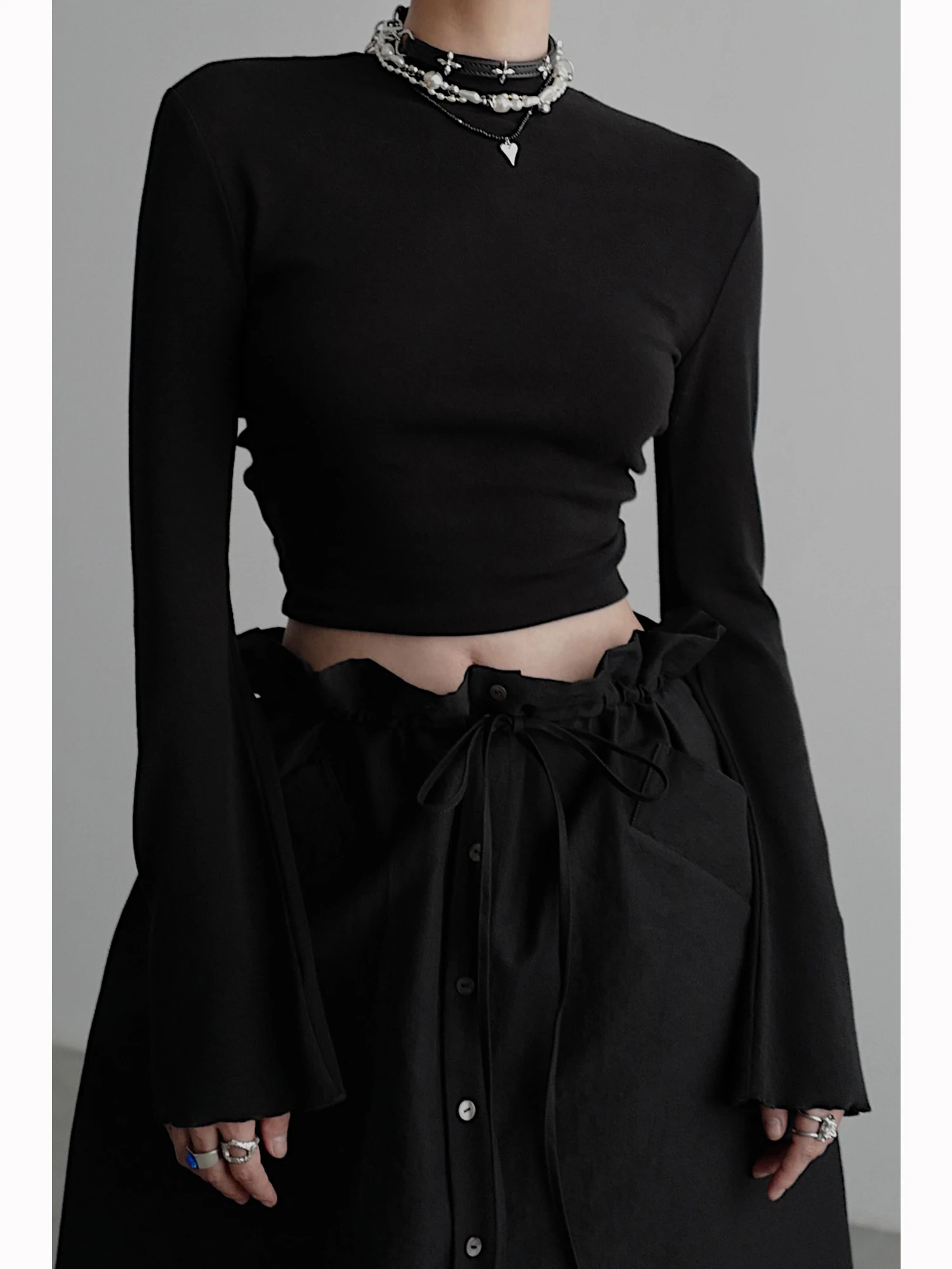 

Chentaitai Вязаный базовый слой Верхняя футболка Dstring Four-Way Wear Simple Commute Sle Slim Fit Long Sve Bal Pure Color