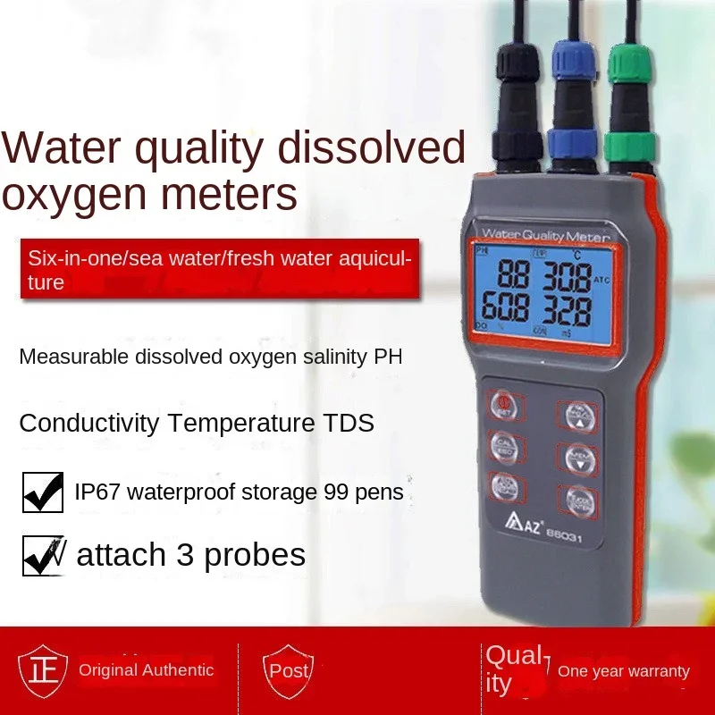 Tester Multifunctional PH Meter Dissolved Oxygen Conductivity Salinity Water Quality Tester AZ86031 Dissolved Oxygen TDS