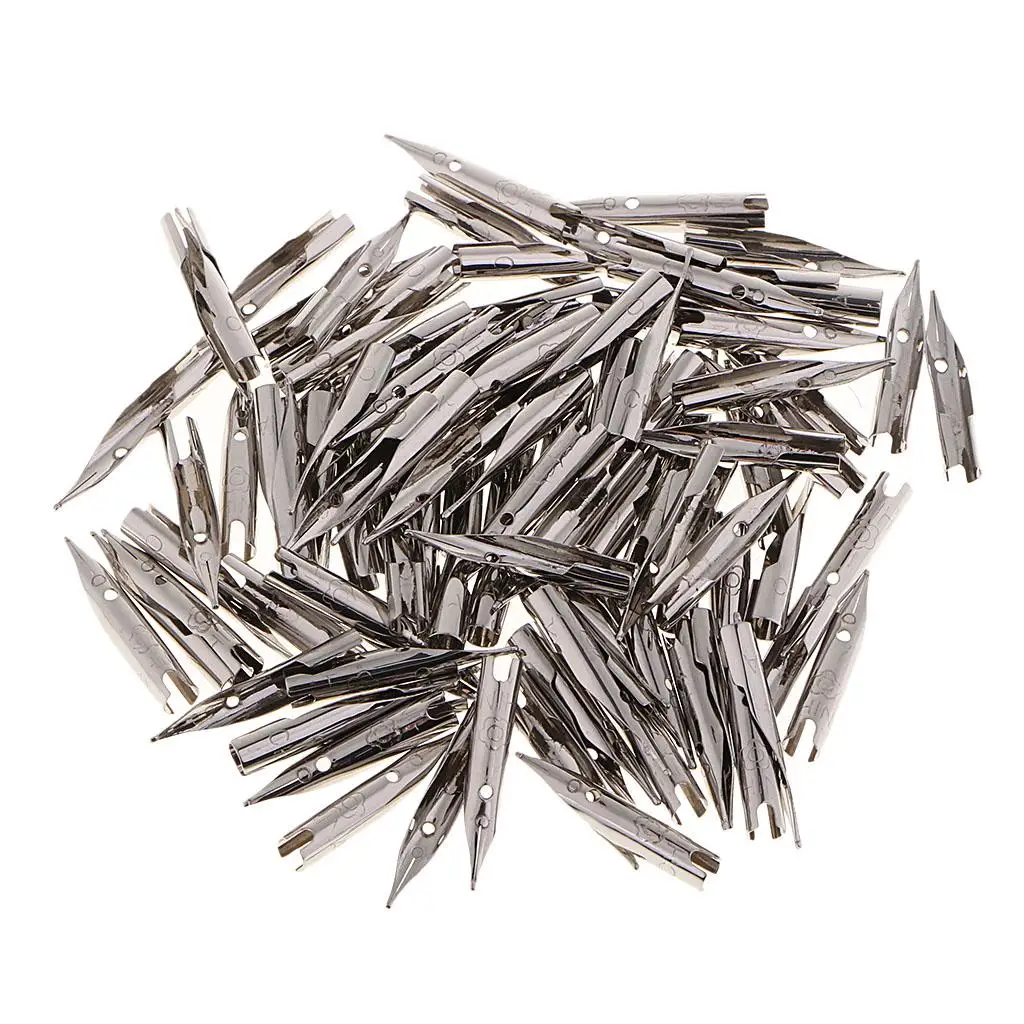 Metal refil Nibs para artista canetas, caligrafia, letras, desenho, 100pcs