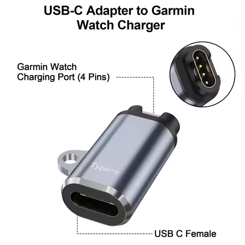 Type C Charger Adapter For Garmin Fenix 7 6 6X 5S 5X Plus/Instinct 2/Venu 2/Vivoactive 4 3/Forerunner 965 955 945 935 Converter - Image 3