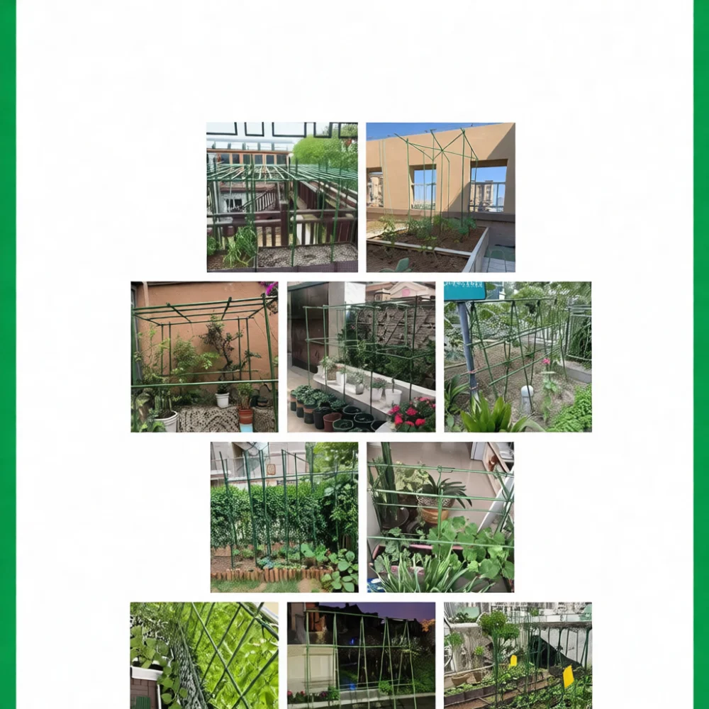 Adjustable Garden Plant Support Trellis Pvc Coated Steel Stakes For Climbing Vine Rose Flower Vegetable Farming