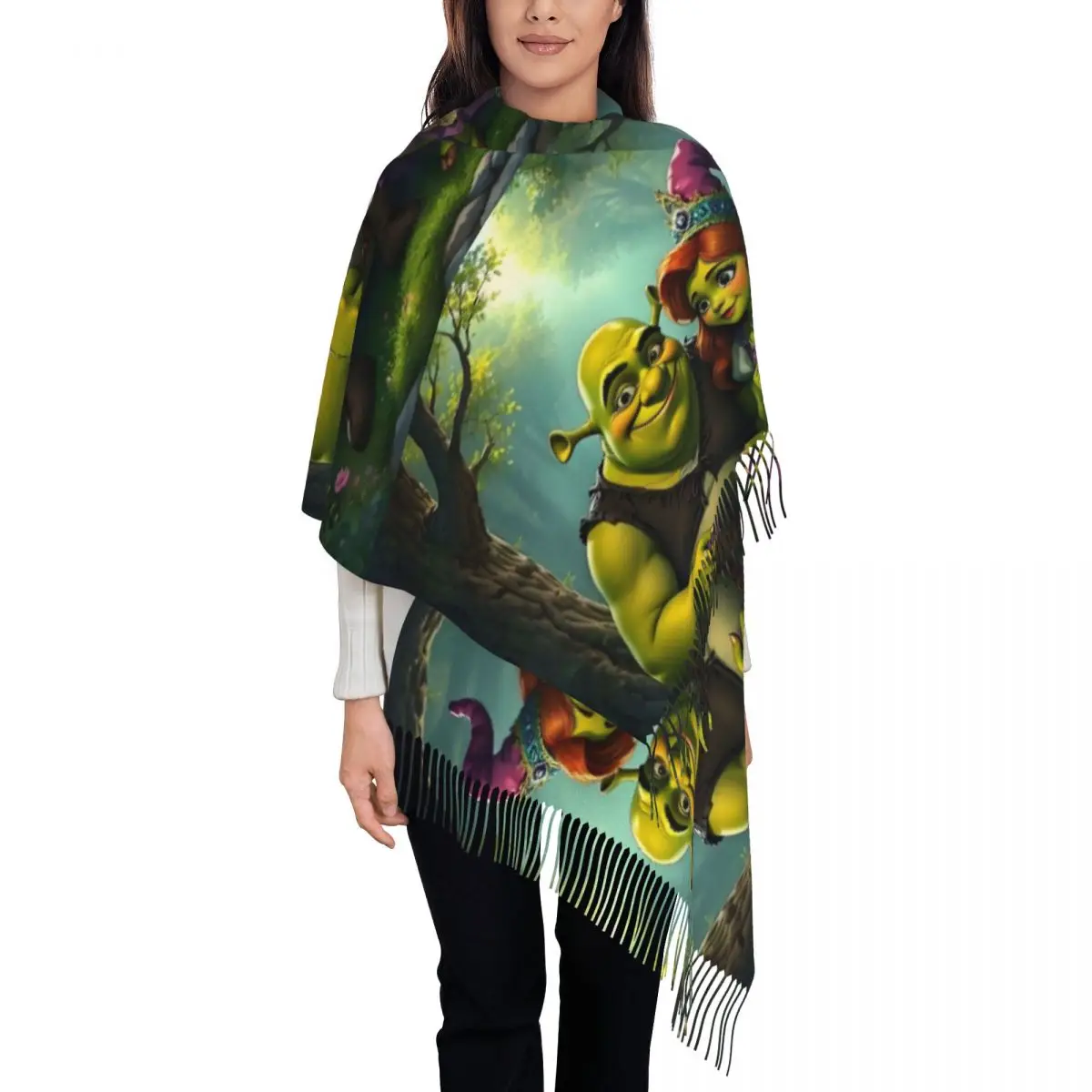 مخصص طباعة فيلم كوميدي شريك مضحك وشاح النساء الرجال الشتاء الدافئة الأوشحة الكرتون Kawaii أنيمي شالات يلتف