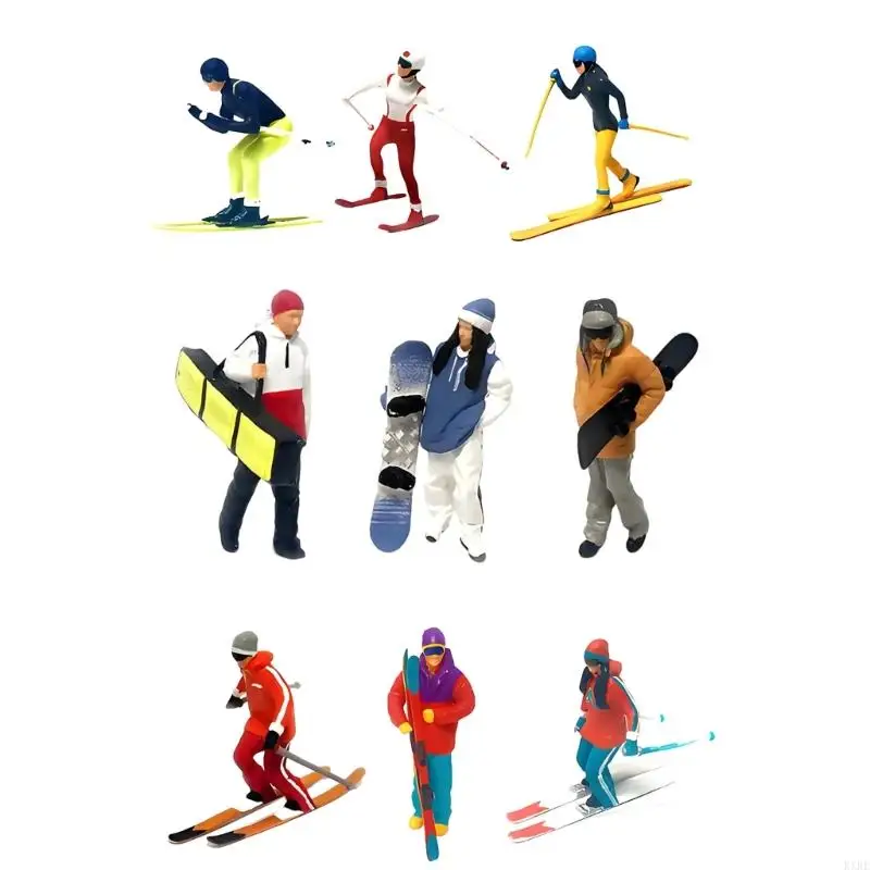 Realistic Skiing People Figure Model for Architectural Displays Dioramas Props 1:64 Scale Hand Painted Miniature Figure KXRE