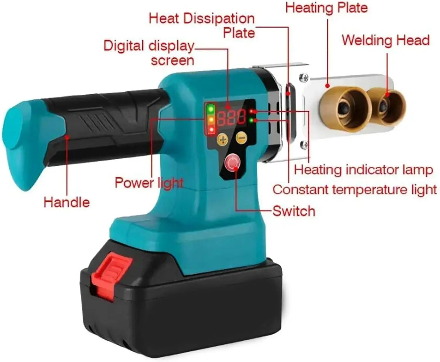 Cordless Rechargeable Hot Melt Machine Pipe Welding Machine Water Pipe Melter Welding Machine For Makita BL1830 1840 1850 1860