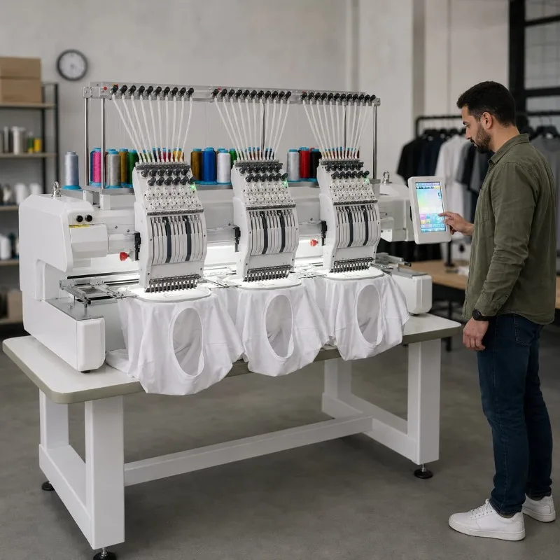 Embroidery Machine Computerized Commercial Touch Screen Customized Cap Shirt Garment Maker Shop