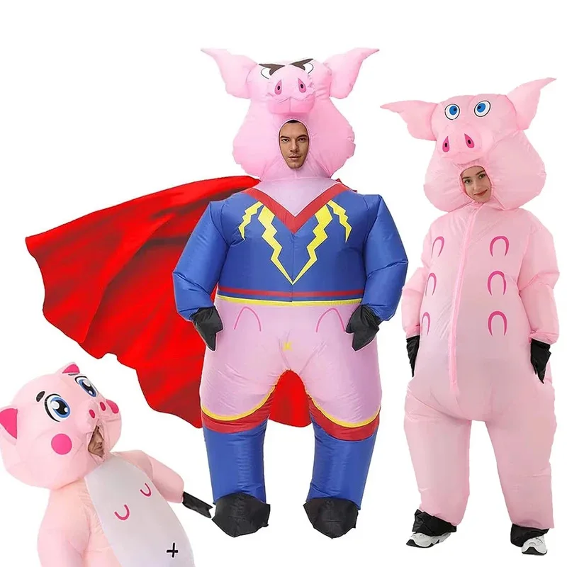 

JASHKE Inflatable Pig Costume Super Hero Pig Costumes Halloween Costumes for Adult
