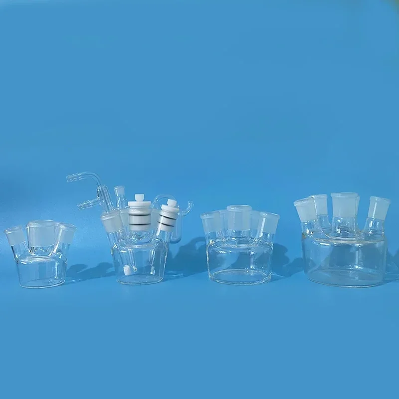 1PCS 5-Port Sealed Electrolytic Cell, Jacketed Double Layer Glass Reactor for Redox & Electrochemical Experiments