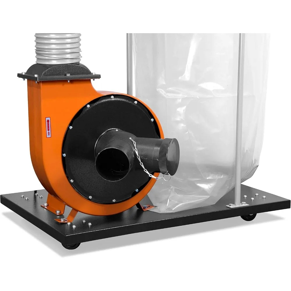 مجمع غبار النجارة 1300 CFM 14 أمبير مع حقيبة سعة 50 جالون وقاعدة متنقلة، أسود #3