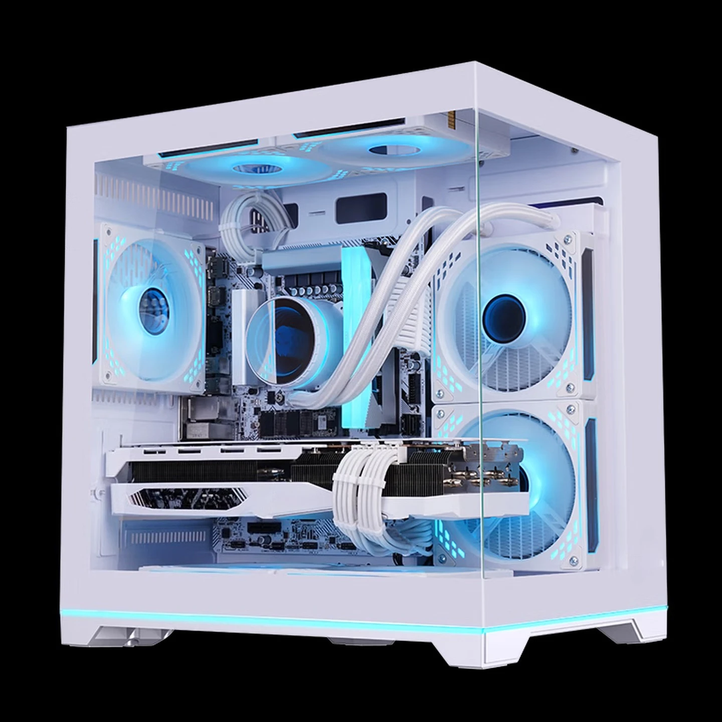 

MINI White (rainbow Version) Sea View Room Computer Case (ARGB Light Bar/M-ATX Main Board /ITX Main Board /240 Water Cooling)