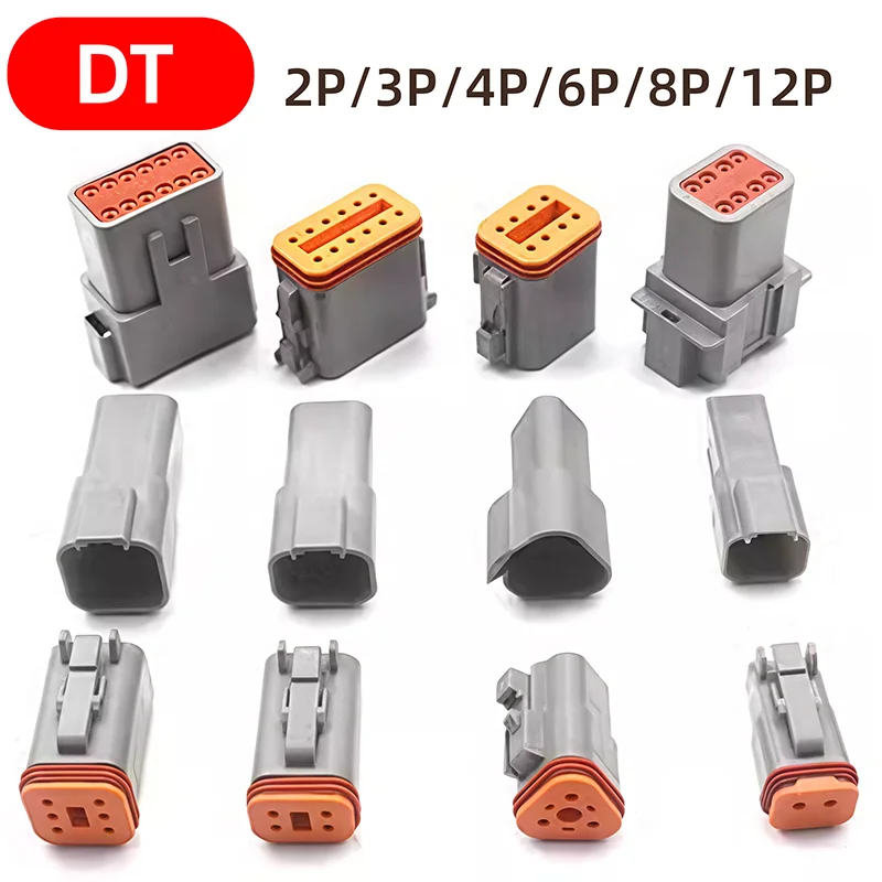 1/5/10Sets Deutsch DT Waterproof Connector DT06-2S/DT04-2P 2P 3P 4P 6P 8P 12P Electrical Connector Car Motor with Pins 22-16AWG