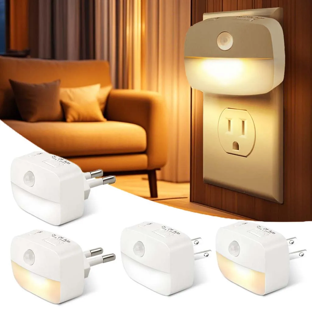 

Smart Motion Sensor Light Dimmable Bedroom Bedside LED Night Light EU US Plug for Home Kitchen WC Hallway Stair Night Lamp