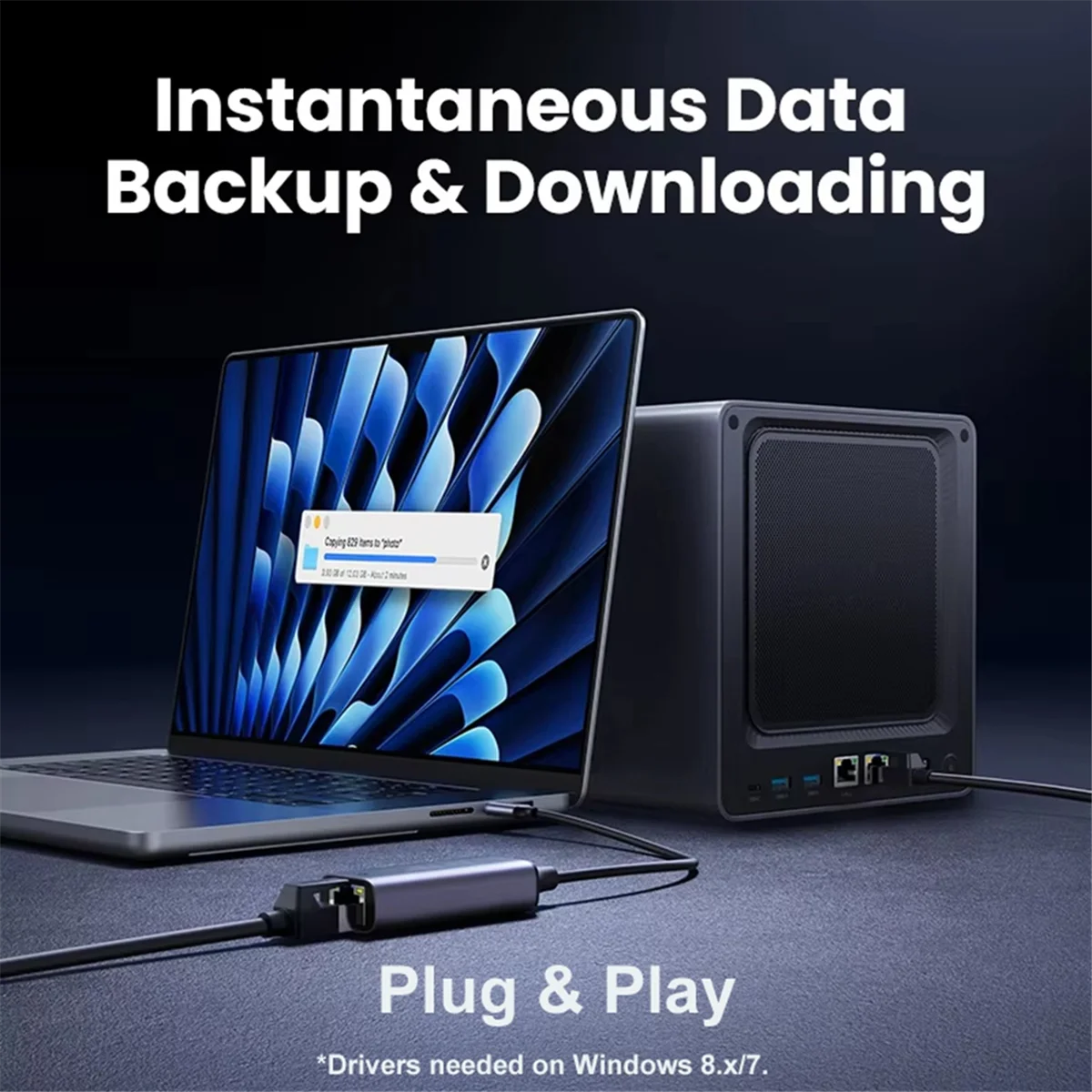 Adattatore Gigabit Ethernet A49T 2500Mbps Scheda di rete da tipo C a RJ45 Convertitore Gigabit Ethernet da 2,5G Hub LAN per Win 8.1/10/11