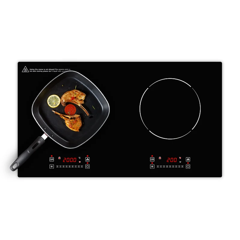 Double Induction Stove 3500W Built-in Electric Induction Hob 2 Burner Induction Cooker