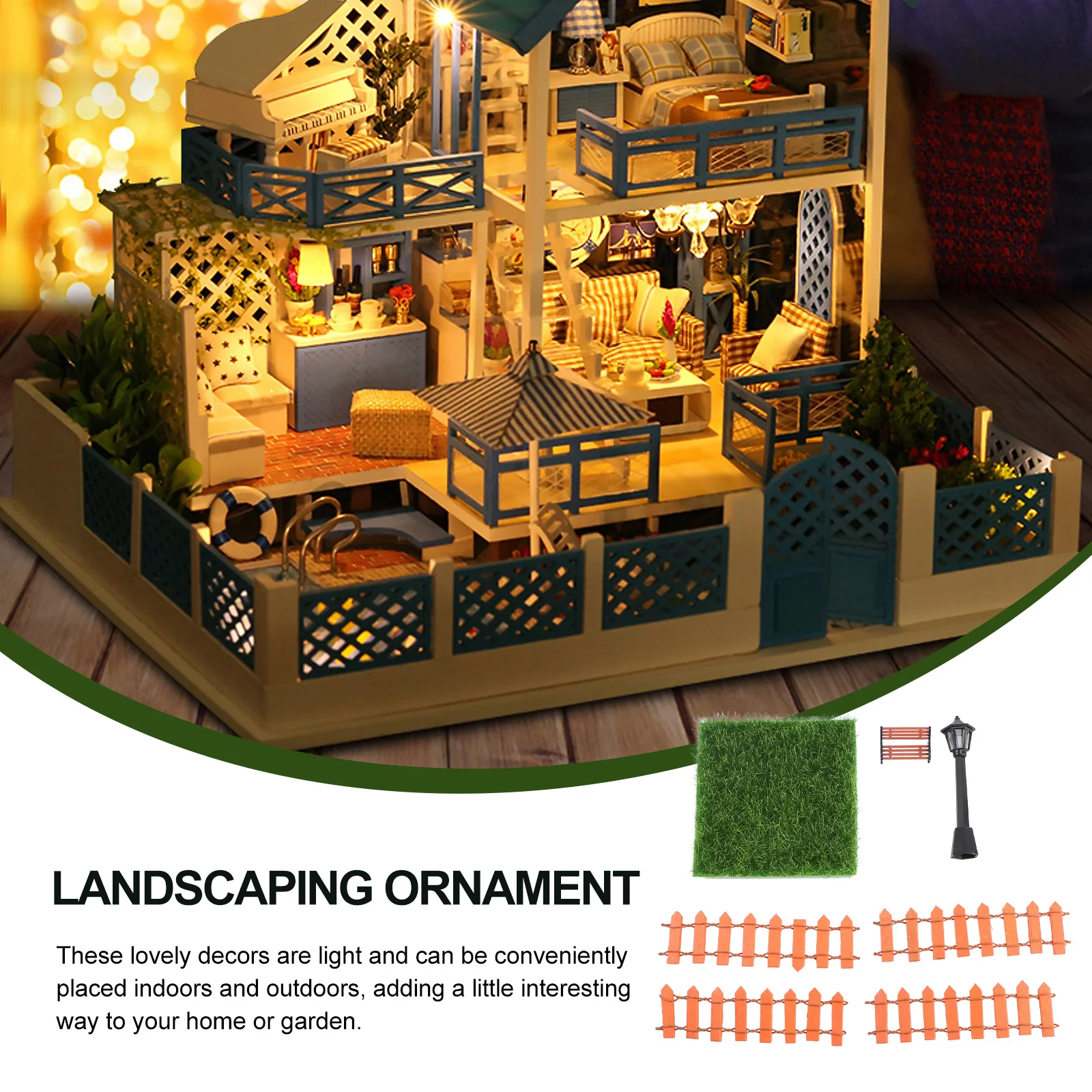 

7pcs Chair Set Pp Wood Material Durable Micro Landscaping Decor For Bonsai Garden Miniature Landscape Gardening