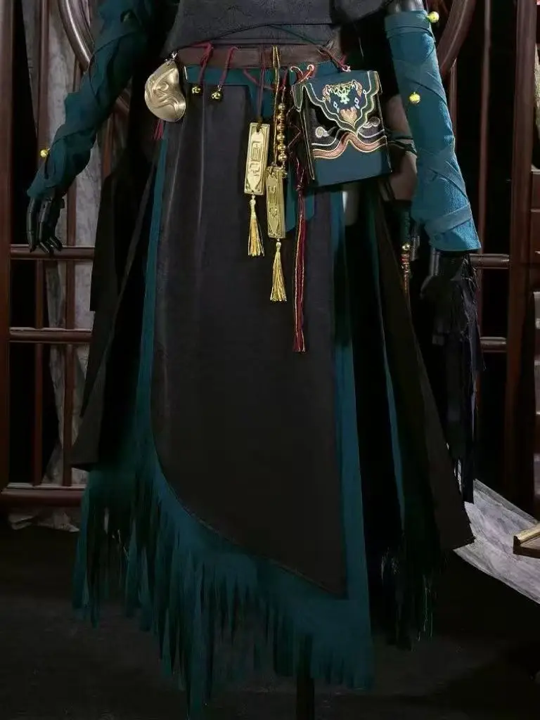 Disfraces de Halloween 2026: Disfraz de Mujer de la Secta Negra Verde del Juego Where Winds Meet: The Nine Creeds