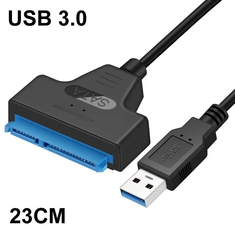 

23cm SATA to USB 3.0 Cable Up to 6 Gbps for 2.5 Inch External HDD SSD Hard Drive SATA 3 22 Pin Adapter USB 3.0 to Sata III Cord