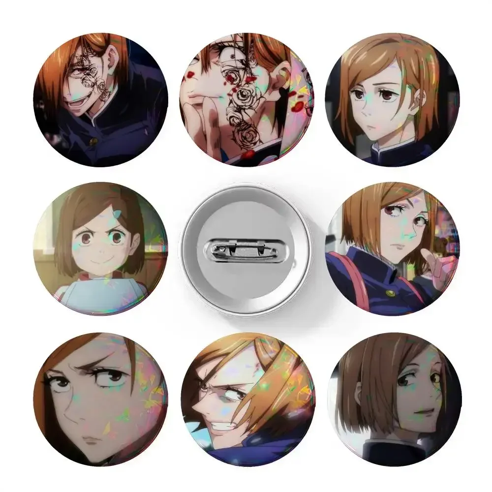Anime Jujutsu Kaisen Nobara Kugisaki  Badges 25 32 44 58 75 mm Round Cosplay Pin Bag Decor Fans Collect Brooch Souvenir