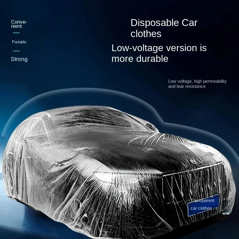 Universal Plastic Car Cover, Disposable Waterproof Dustproof Full Exterior Covers, Full Car Cover with Elastic Band Clear