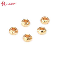40PCS 3MM 4MM 5MM 6MM 8MM 18K Gold Color Brass Wheel Bracelets Spacer Beads High Quality Jewelry Accessories Making Materials