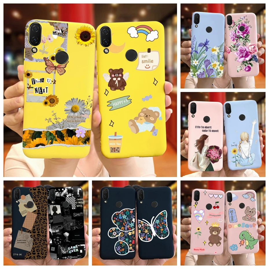 For Huawei Nova 3i INE-LX2 Phone Case Fashion Sunflower Bear Yellow Silicone Back Cover For Huawei Nova 3e ANE-LX1 Soft TPU Case