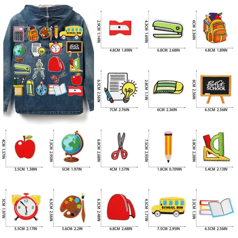 50Pcs Bulk Embroidered Patches for Clothes Apple Clothing Stickers Sewing Iron On Patch Thermal Adhesive Applique Fusible