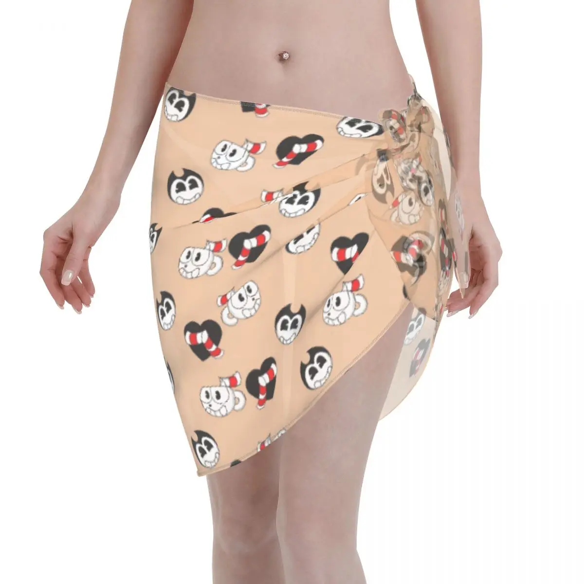 

Custom For Swimwear B-Bendy And The Ink M-Machine Short Sarongs Beach Wrap Women Beach Bikini Wrap Sarongs Swimsuit Coverup