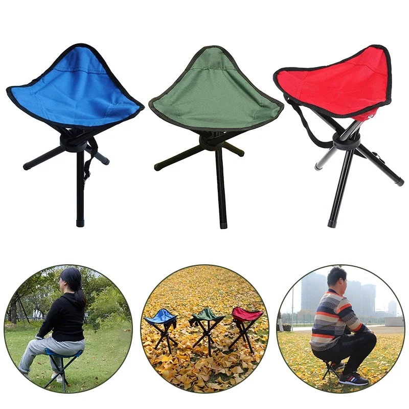 Portable Outdoor Folding Chair Three-Legged Foldable Chair Camping Travel Picnic Supplies Fishing Chair Seat Tools