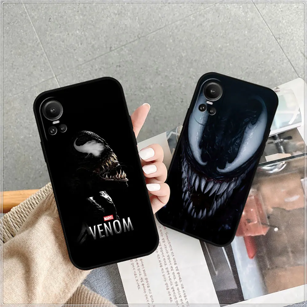 Marvel Black Venom Phone Case For OPPO Reno 11 11F 10 10Xzoom 8 8T 8T4H 8Z 7 7Z 6 6Z 5 4 Pro Plus 4G 5G Soft Silicone Cover Case