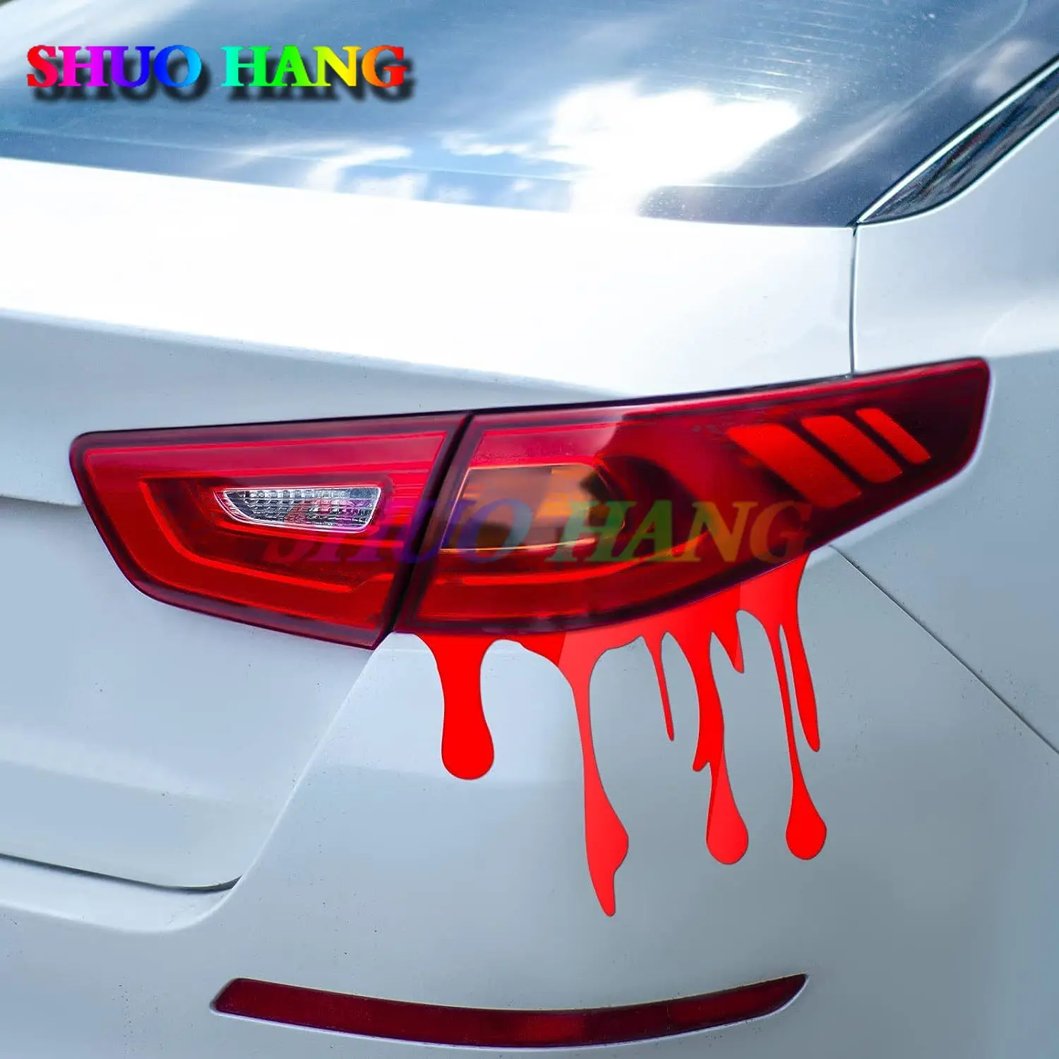 Red Blood Flowing Funny Car Stickers Bloody Horror Funny Car Headlights Window Taillights Halloween Themed Bleeding Stickers