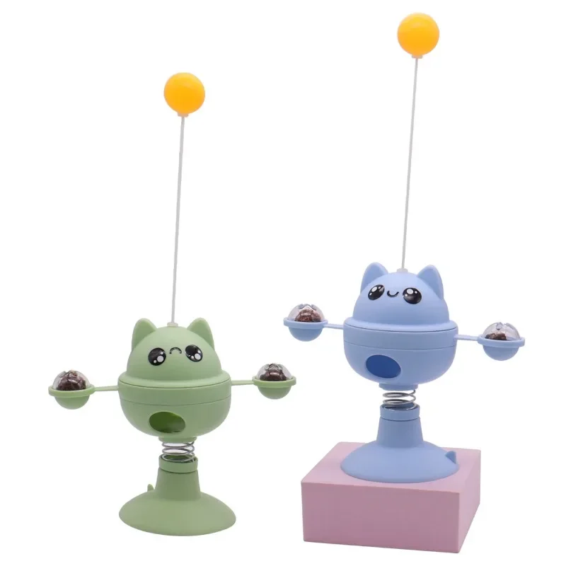 Cat toy self-high anti-sucking suction cup rotating leaking toy teeth grinding worm cyopples tease stick toy