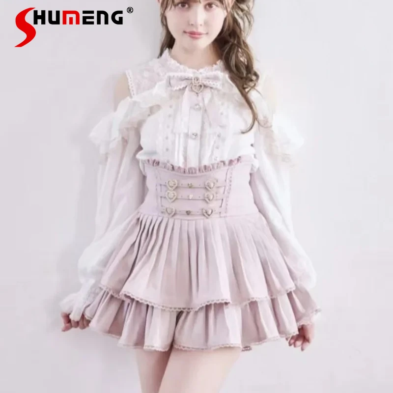 Autumn Top Classic Off-Shoulder Bowknot Shirt New Japanese Sweet Cute Long Sleeves Blouse Kawaii Clothes Y2k Blusas De Mujer