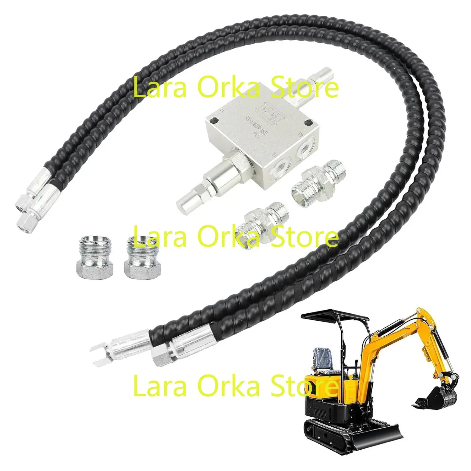 Hydraulic Cushion Valve Kit Compatible with Mini Excavator SwivelMotor, Most Excavators & Equipment 1/4” Hoses M14×1.5 Threaded