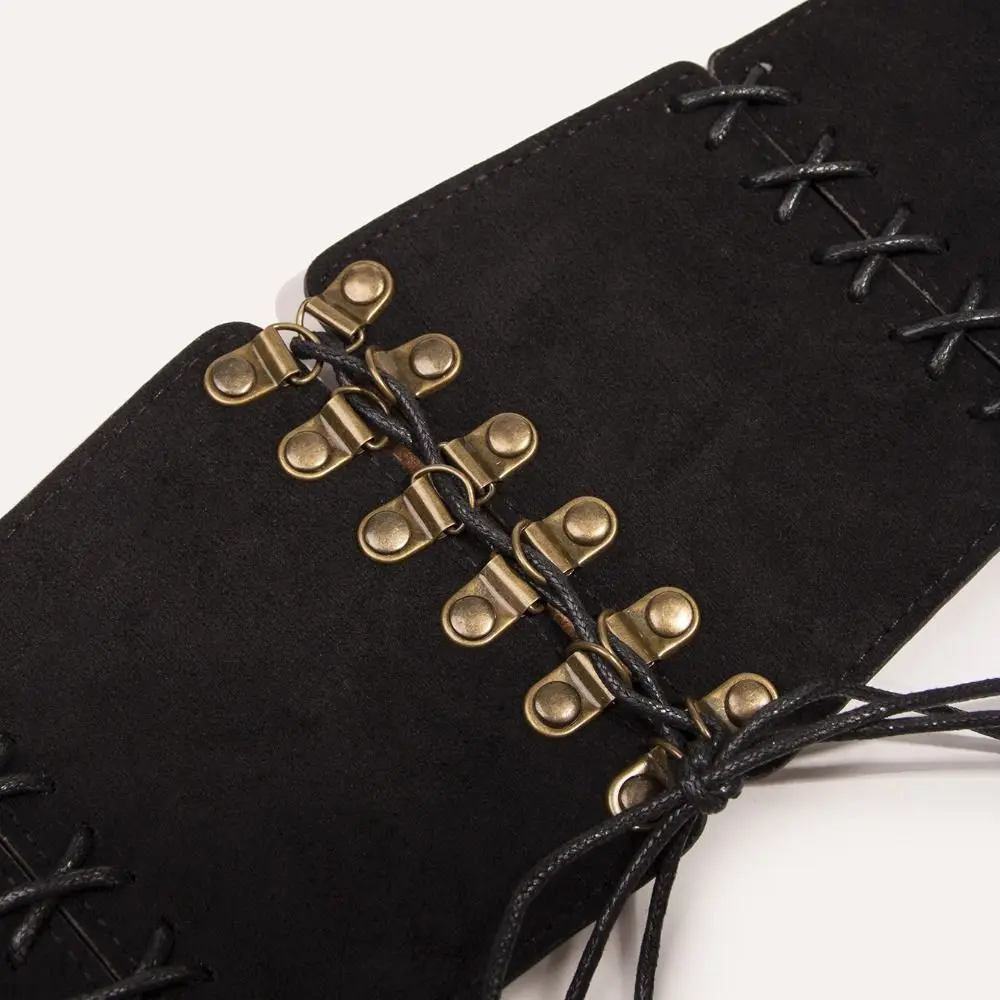 فستان أنيق قابل للتعديل من Cummerbunds بلون سادة من جلد الغزال المرن بحزام عريض وحزام خصر من جلد البولي يوريثان