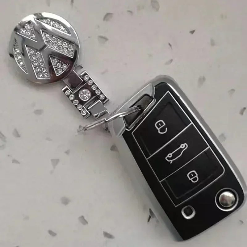 Diamond Key Ring Car Logo Keychian for Volkswagen Polo Bora Sagitar Golf Passat Touareg Tiguan Sharan Lavida T-CROSS Key Holder