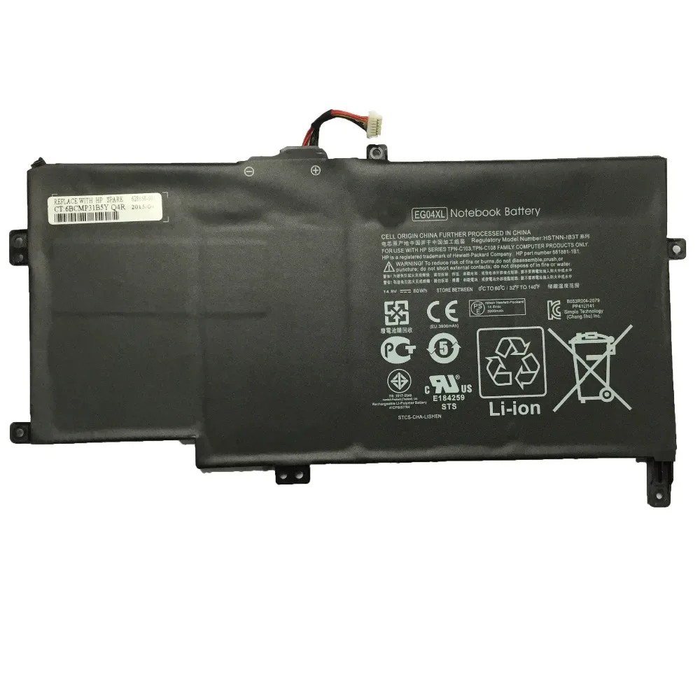 Imagem -02 - Bateria do Portátil para hp Envy Sleekbook Series 14.8v 60wh 681881121 681881271 Tpn-c103 Hstnn-ib3t Eg04xl Tpn-c108 Novo