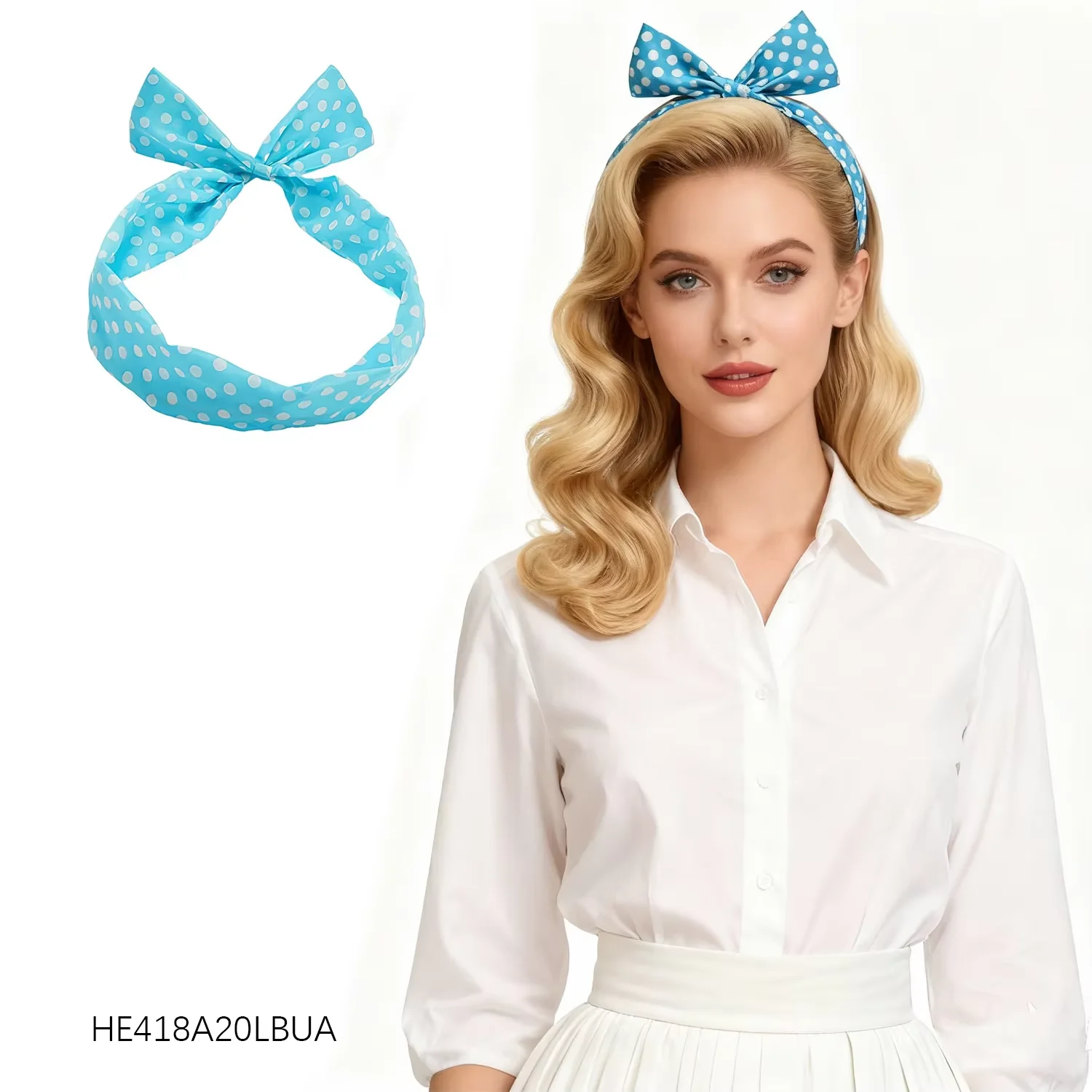 Diadema ondulada azul claro para fiesta de disfraces de personajes clásicos de los años 50 de PESENAR