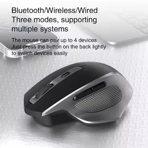 Wireless Mouse Tri-mode Bluetooth 2.4G Rechargeable Wired Macro-defined Gaming Ergonomic Office Home Mouse For Pc