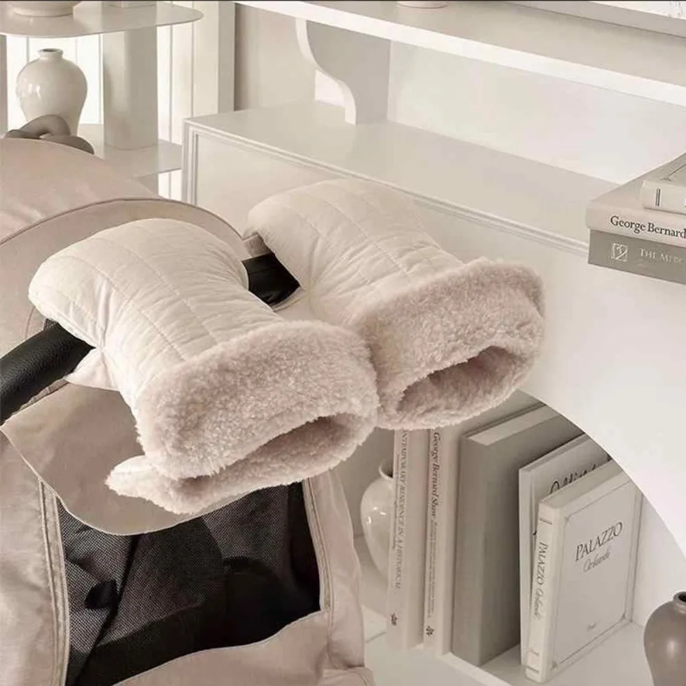 

Portable Fleece Lined Stroller Gloves Windproof Keep Warm Carriage Gloves Anti Freeze Thickened Stroller Mittens Outdoor